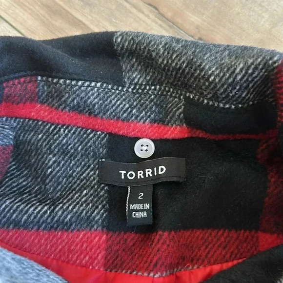 Torrid Plaid Checkered Wool Bomber Jacket Sz 2 (2X) - Picture 9 of 13